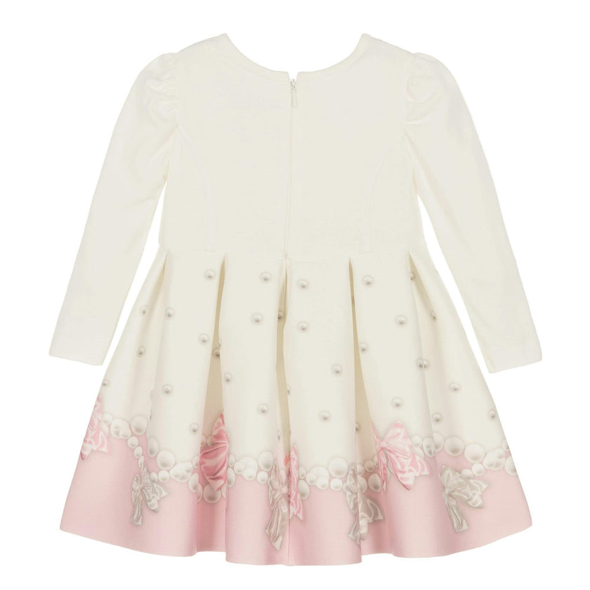 Ivory & Pink Pearl Bow Dress