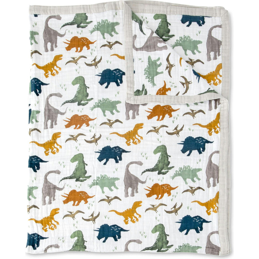 Cotton Muslin Quilted Throw - Dino Friends