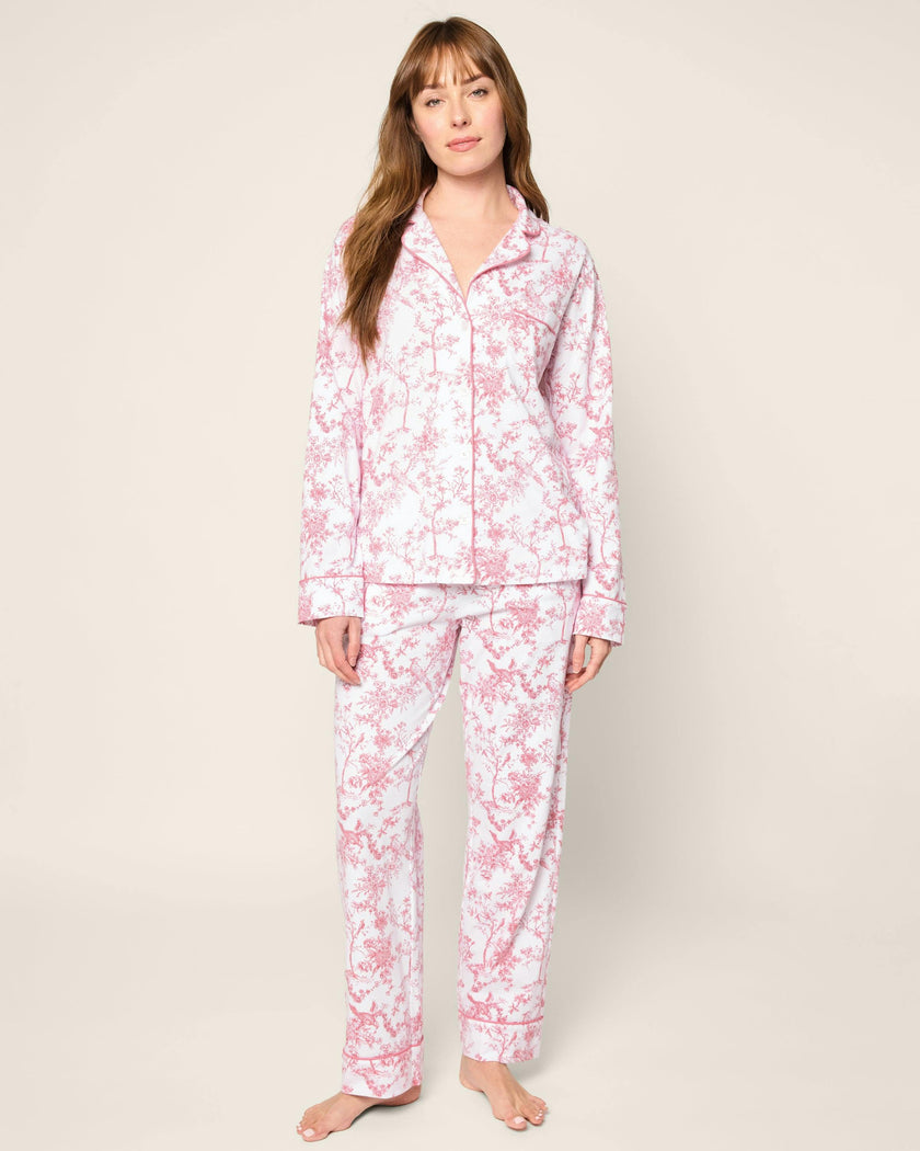 Women's Pima Pajama Set in Pink Timeless Toile
