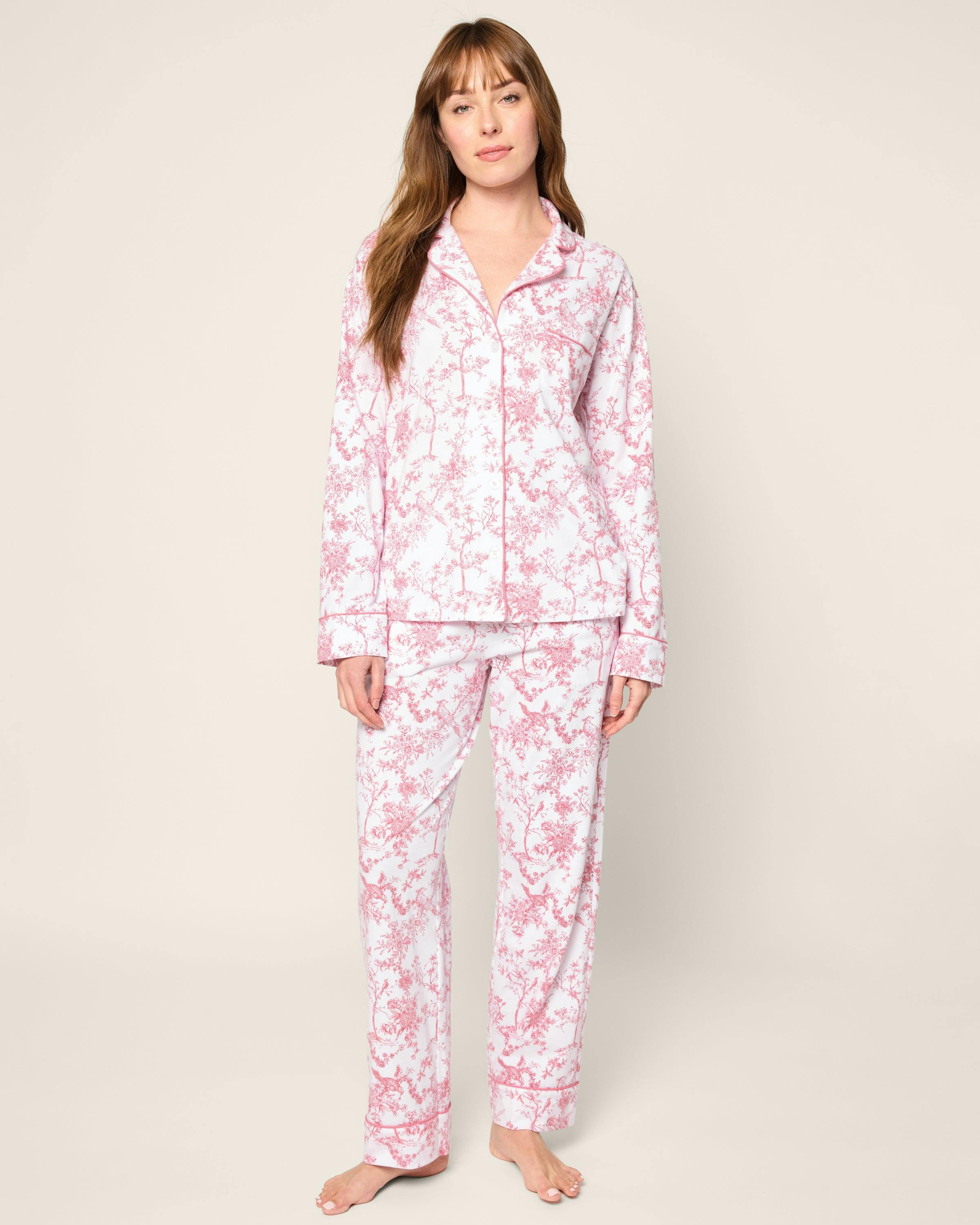 Women's Pima Pajama Set in Pink Timeless Toile