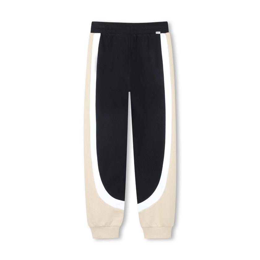 Black & Beige Color-Block Tracksuit