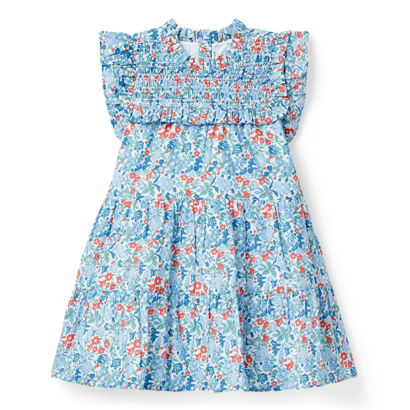 Ditsy Floral Smocked Dress, multicolor