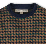 Organic Long Sleeve Intarsia Crew Neck Pullover Sweater, Brown