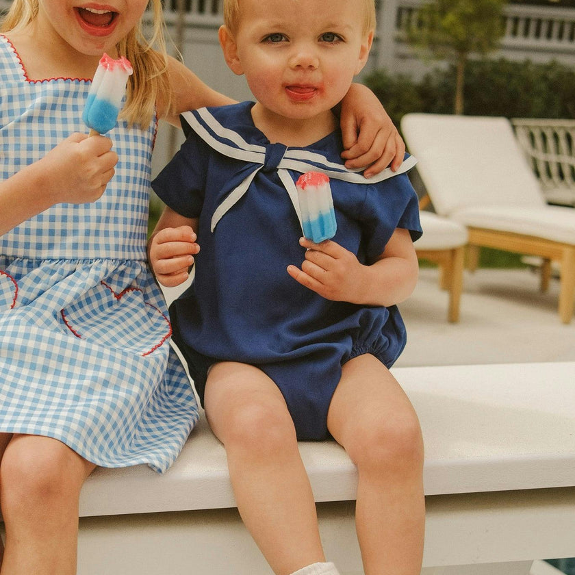 Baby Sailor Romper in Navy