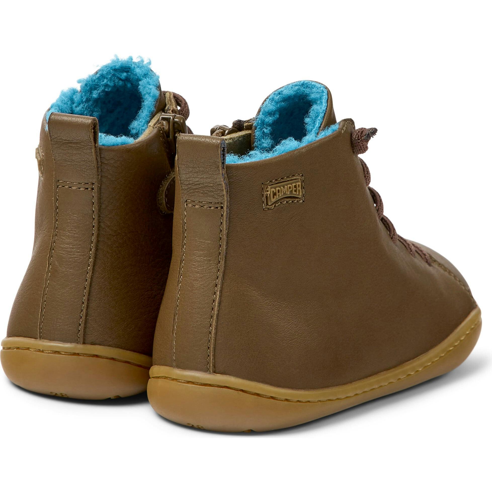 Peu Cami Elastic Lace Fur Insole Leather Ankle Boots, Brown