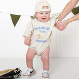 Take Me Out To The Ballgame Short Sleeve Romper - Natural