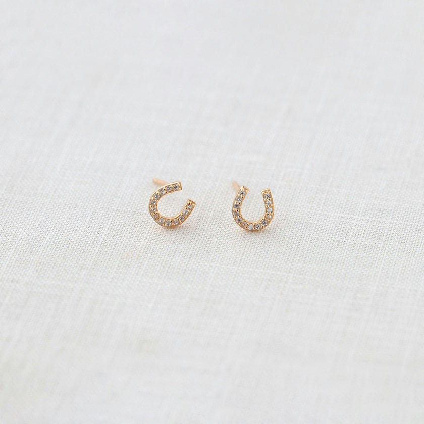 Horseshoe Crystal Stud Earrings