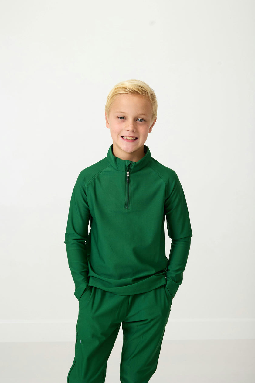dark green half-zip