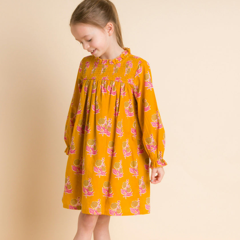 Smocked Long Sleeve Dress
