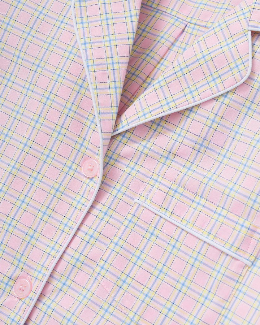 Women's Twill Pajama Set in Peony Plaid