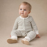 Organic 2-Way Zip Romper - Olive Stripes