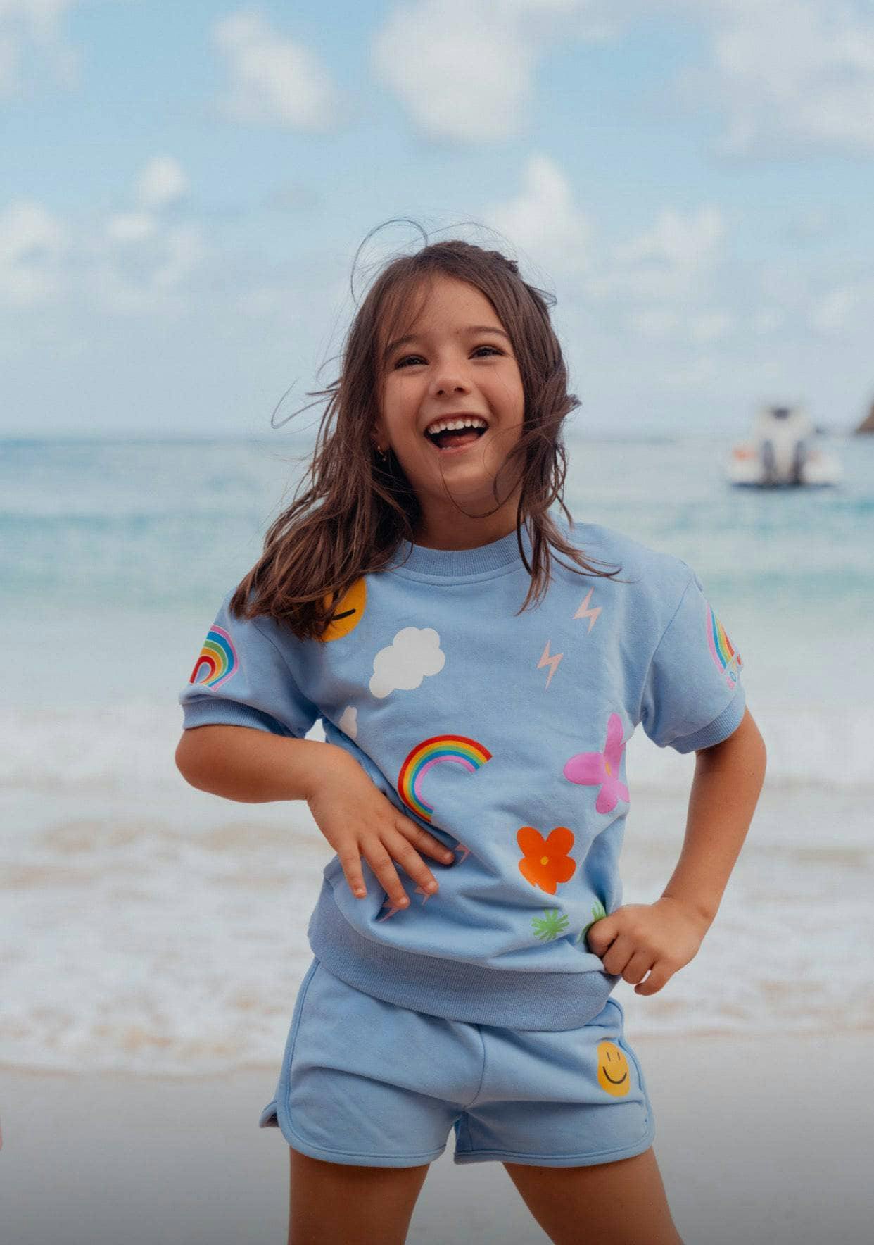 Happy Daisy Print 2-Piece Tee & Short Set