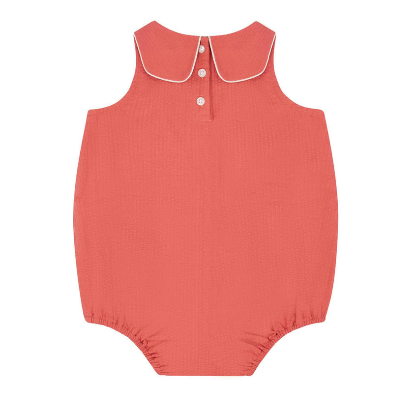 baby girls sailor red seersucker bubble romper