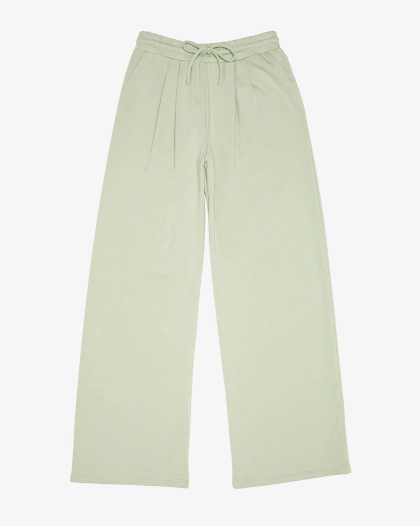 French Terry Pleated Wide Leg Pant