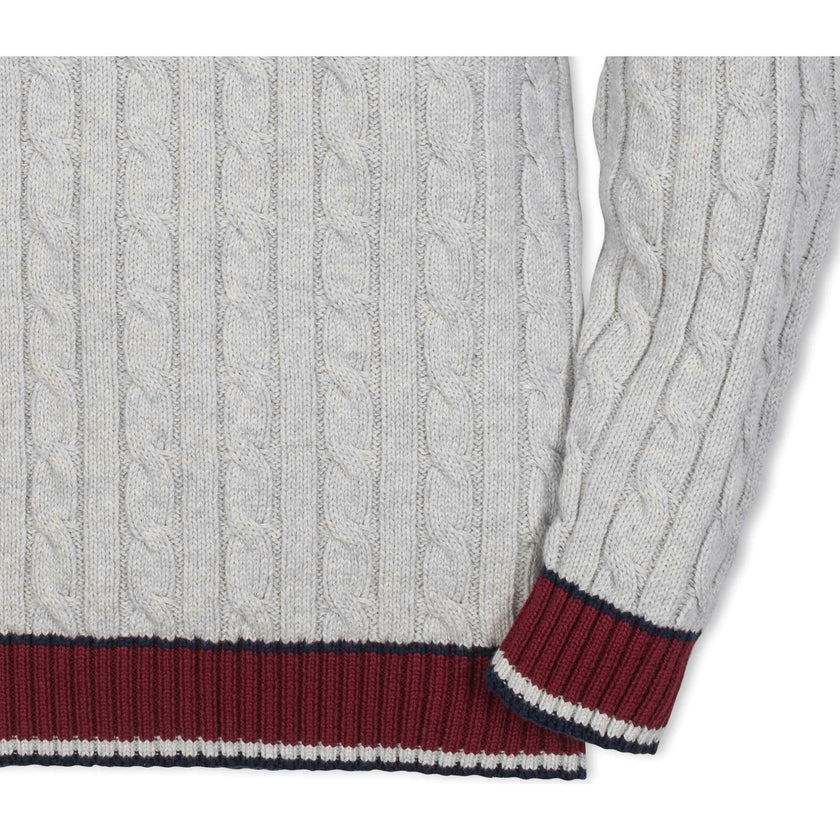 Organic Long Sleeve V-Neck Cricket Sweater, Grey