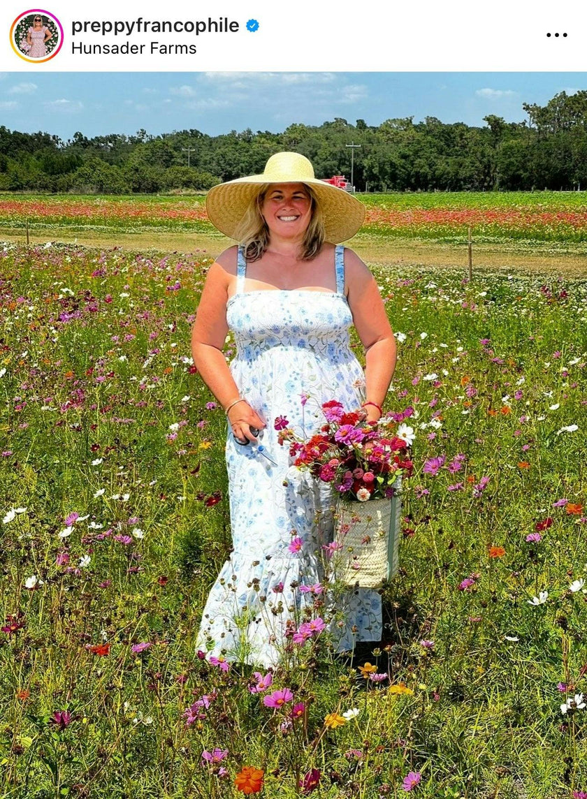 Geranium Sun Hat - Long Red Grosgrain Ribbon