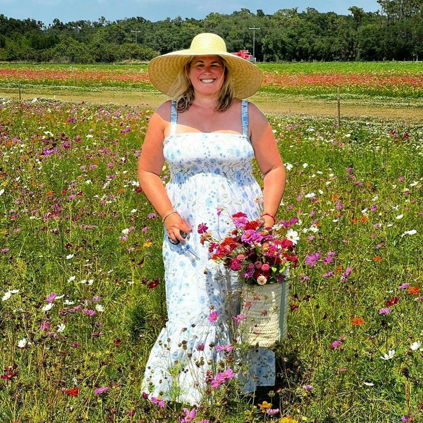 Geranium Sun Hat - Long Black Grosgrain Ribbon