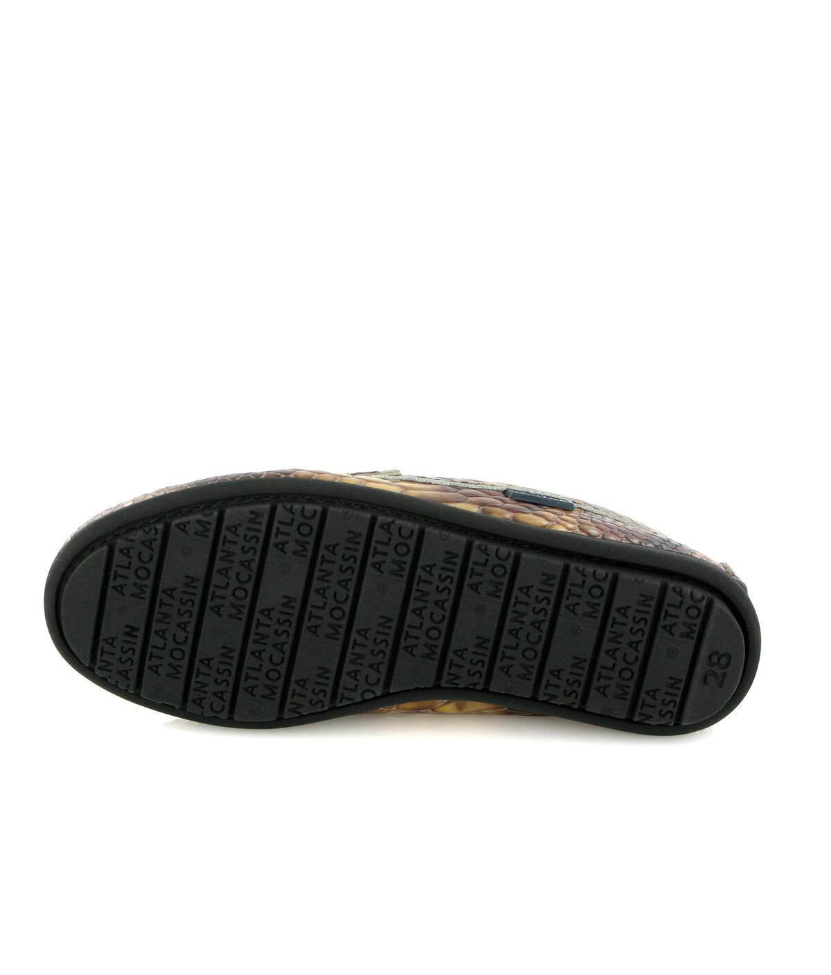 Snake Effect Leather Penny Moccasins, Camel