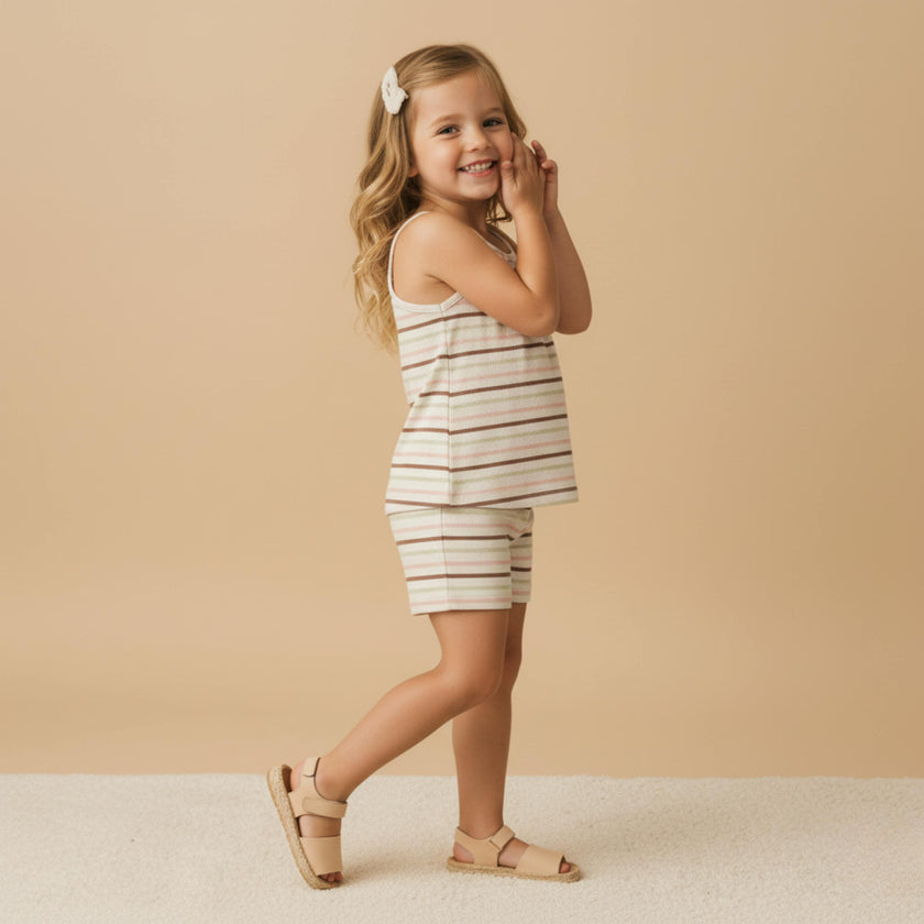 Organic Tank Top & Shorts Set - Terra Stripes