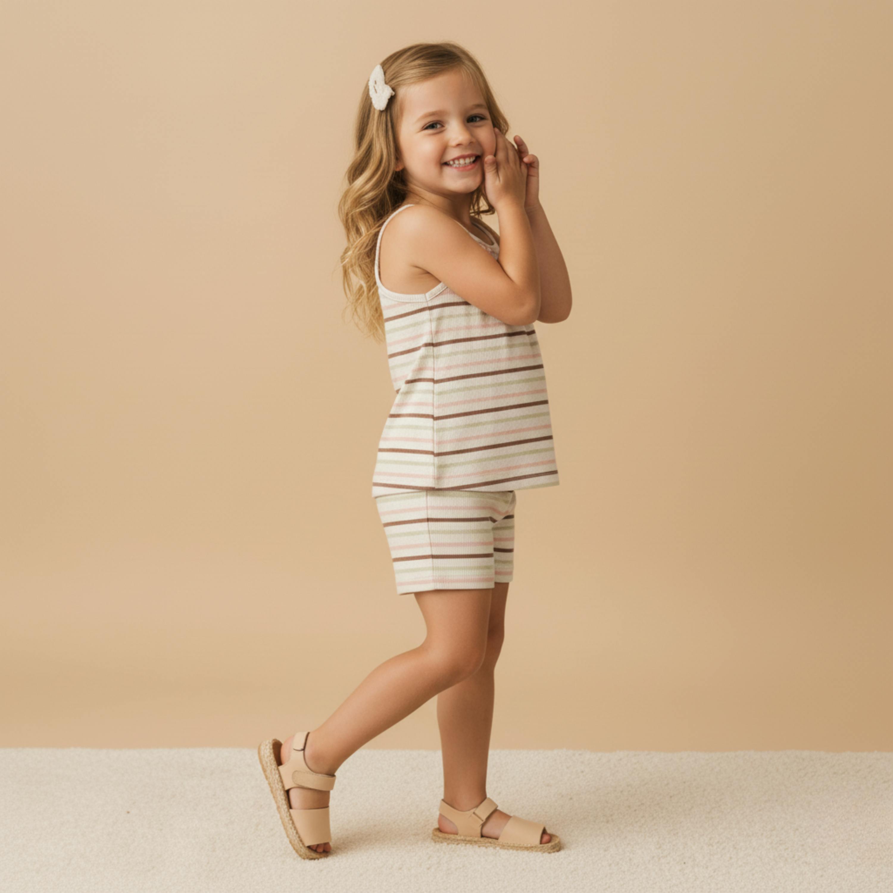 Organic Tank Top & Shorts Set - Terra Stripes