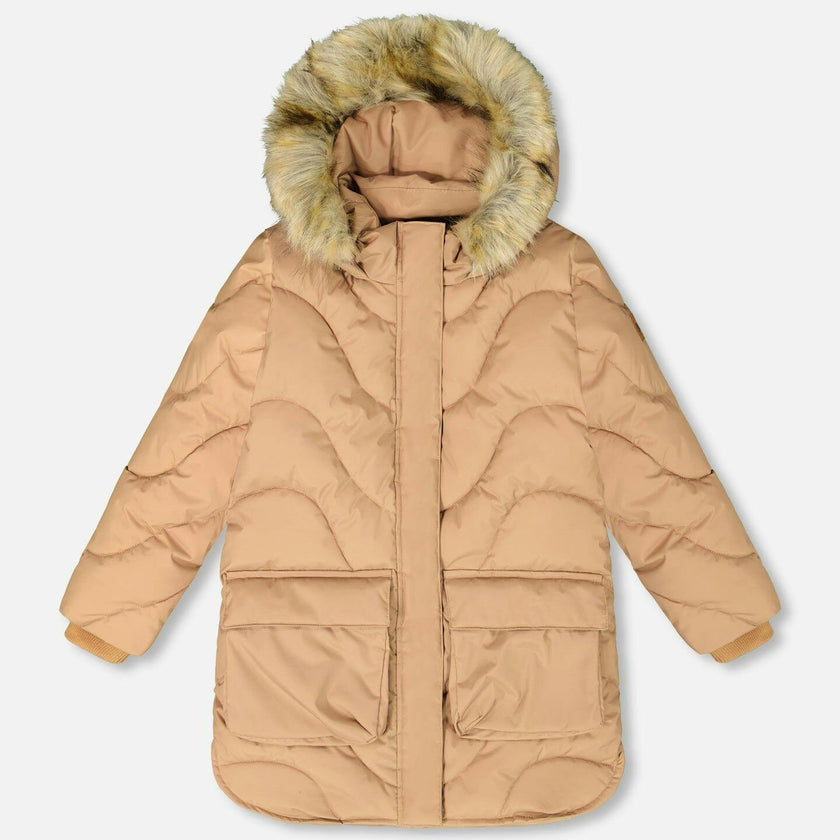 Long Wavy Quilt Puffy Winter Coat Chanterelle
