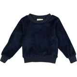 Velour Crew Neck Ribbed Cuff Long Sleeve Shirt