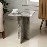 Cecil 18.5" Contemporary Natural Marble Handmade T-Shaped End Table