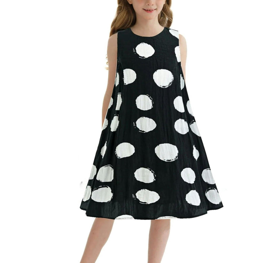 Black Polka Dot Sleeveless Dress