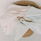 Picnic Gingham Children's Hooded Towel - Blue
