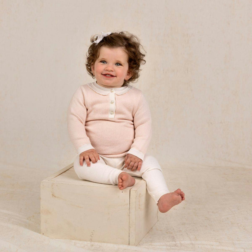 Girls Blush Chevron Knit Set Blush
