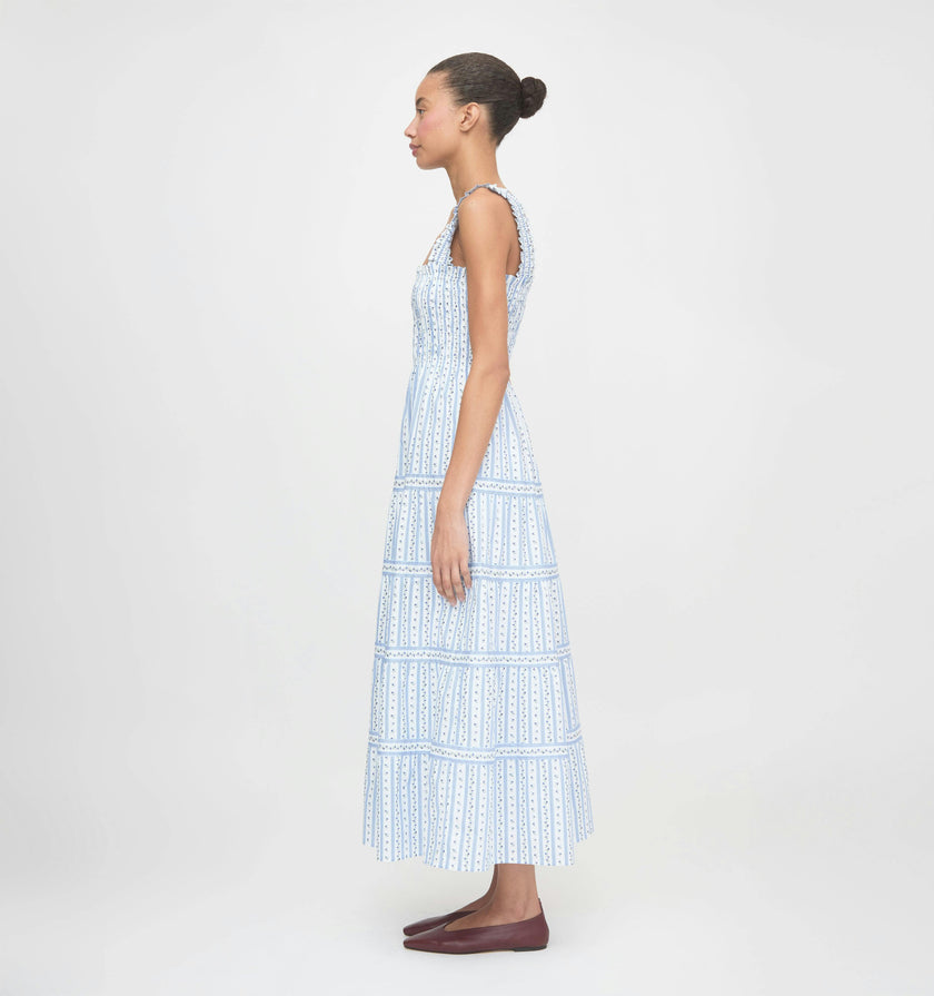 The Kimmy Nap Dress - Blue Petal Stripe