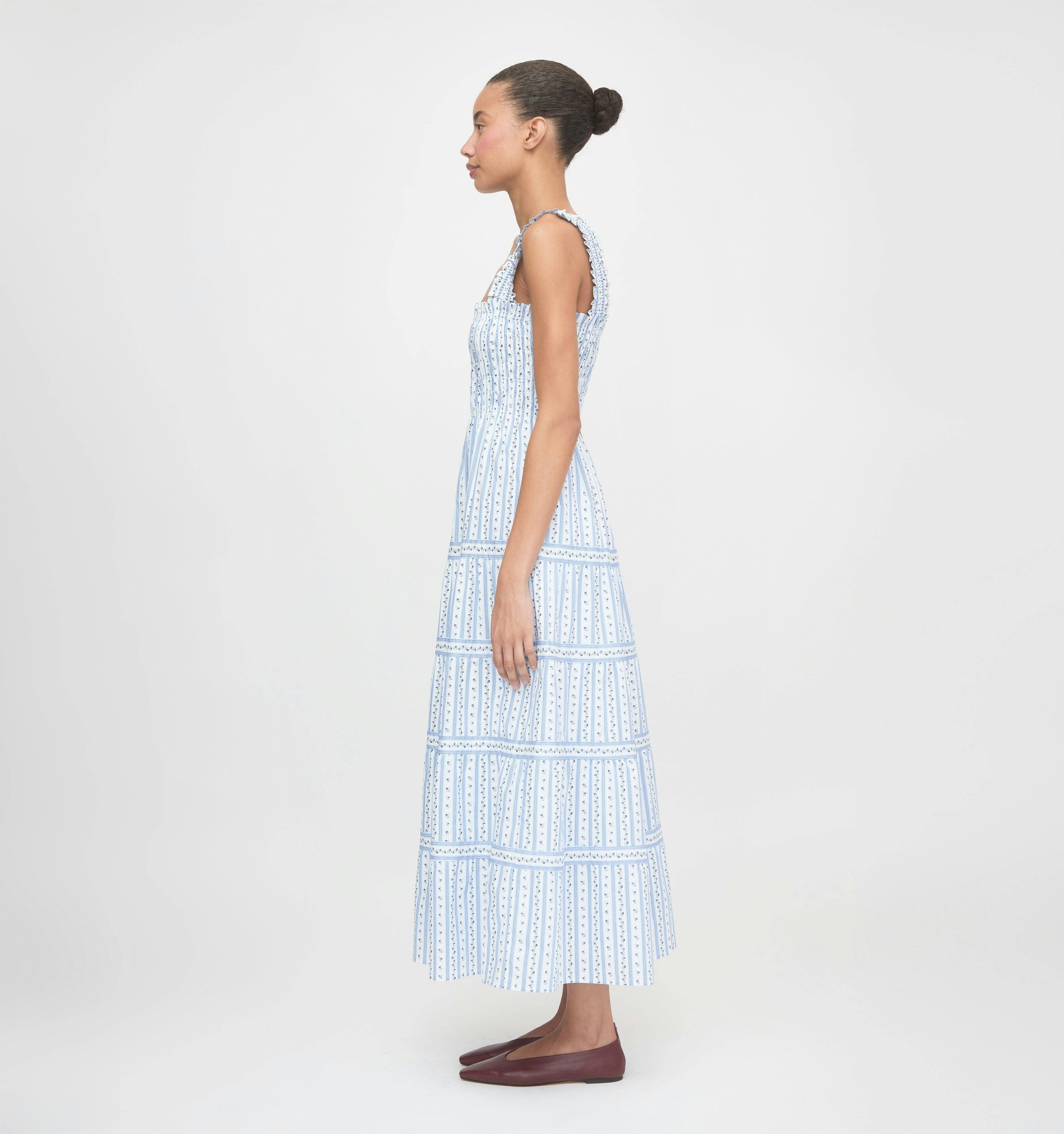 The Kimmy Nap Dress - Blue Petal Stripe