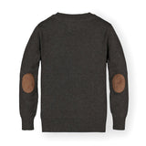 Organic V-Neck Sweater with Elbow Patches