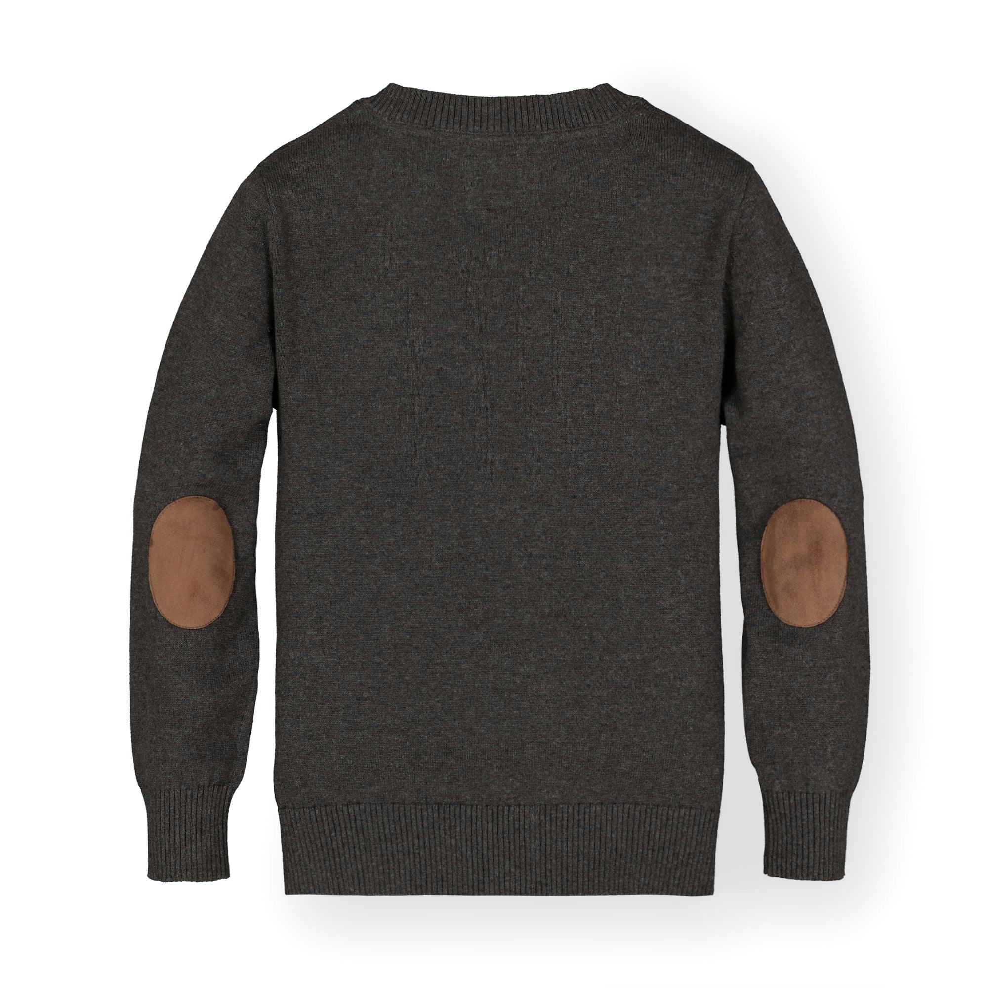 Organic V-Neck Sweater with Elbow Patches