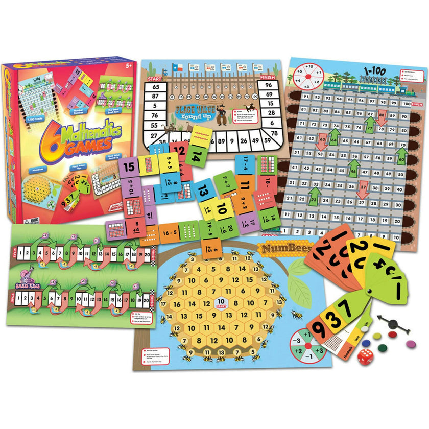 6 Mathematics Games Board Game for Ages 5-8 Grade 1 Grade 2 Learning