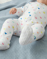 The Organic Zipper Footie [Rainbow Hearts]