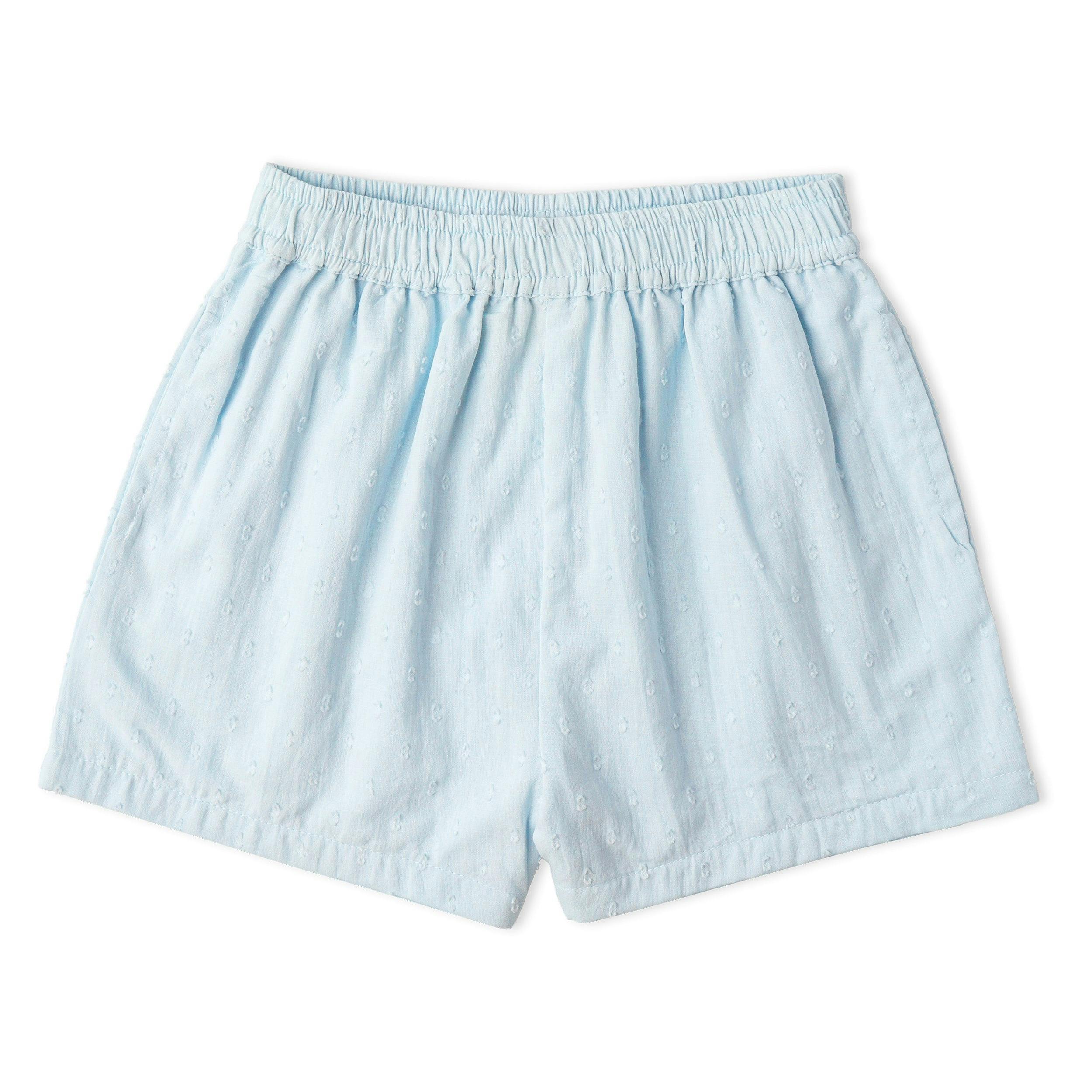 Organic Smocked Top & Shorts Set - Light Blue