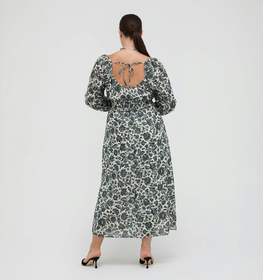 The Eugenia Nap Dress -  Jacobean Bloom Blue/Green