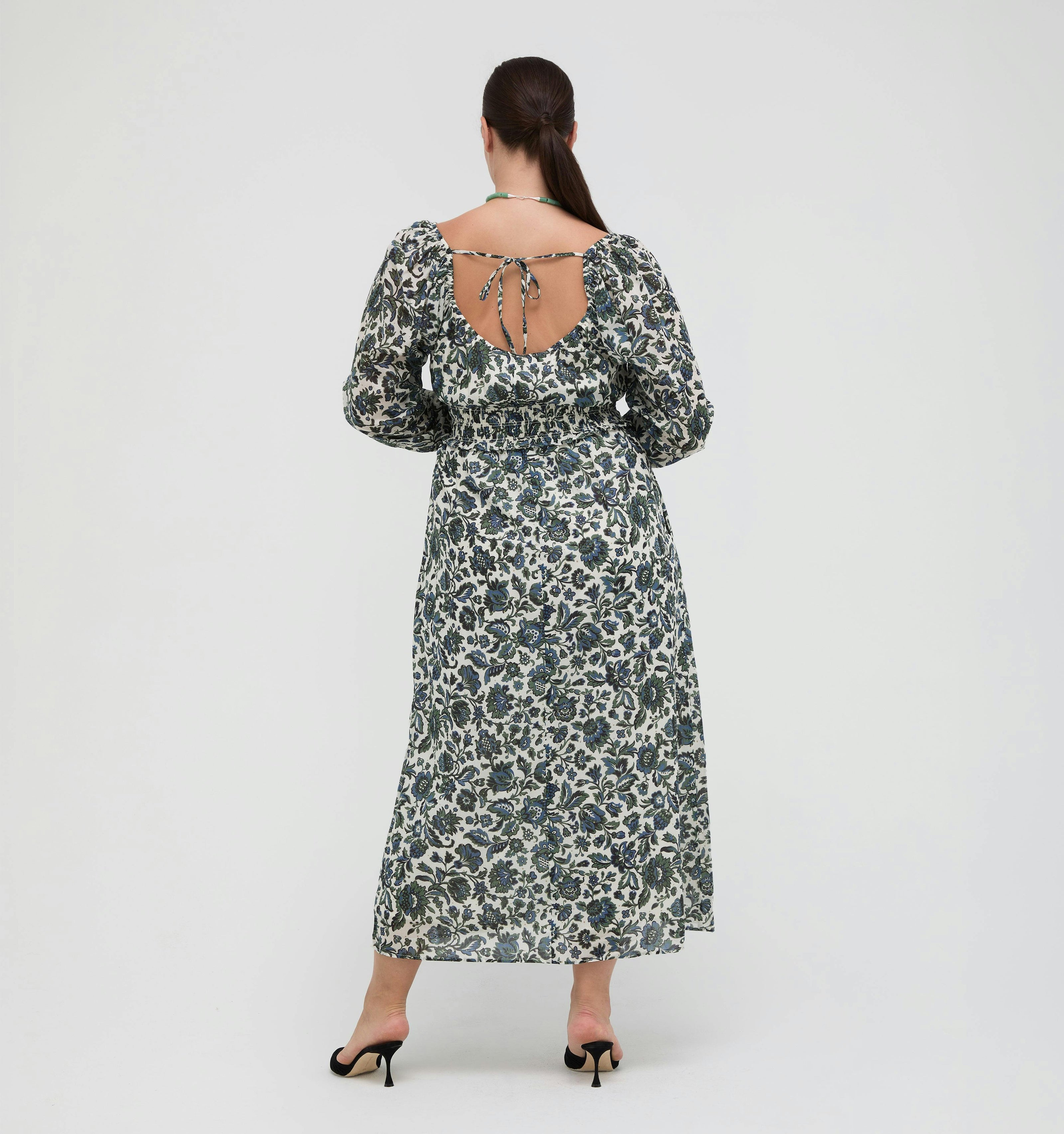 The Eugenia Nap Dress -  Jacobean Bloom Blue/Green