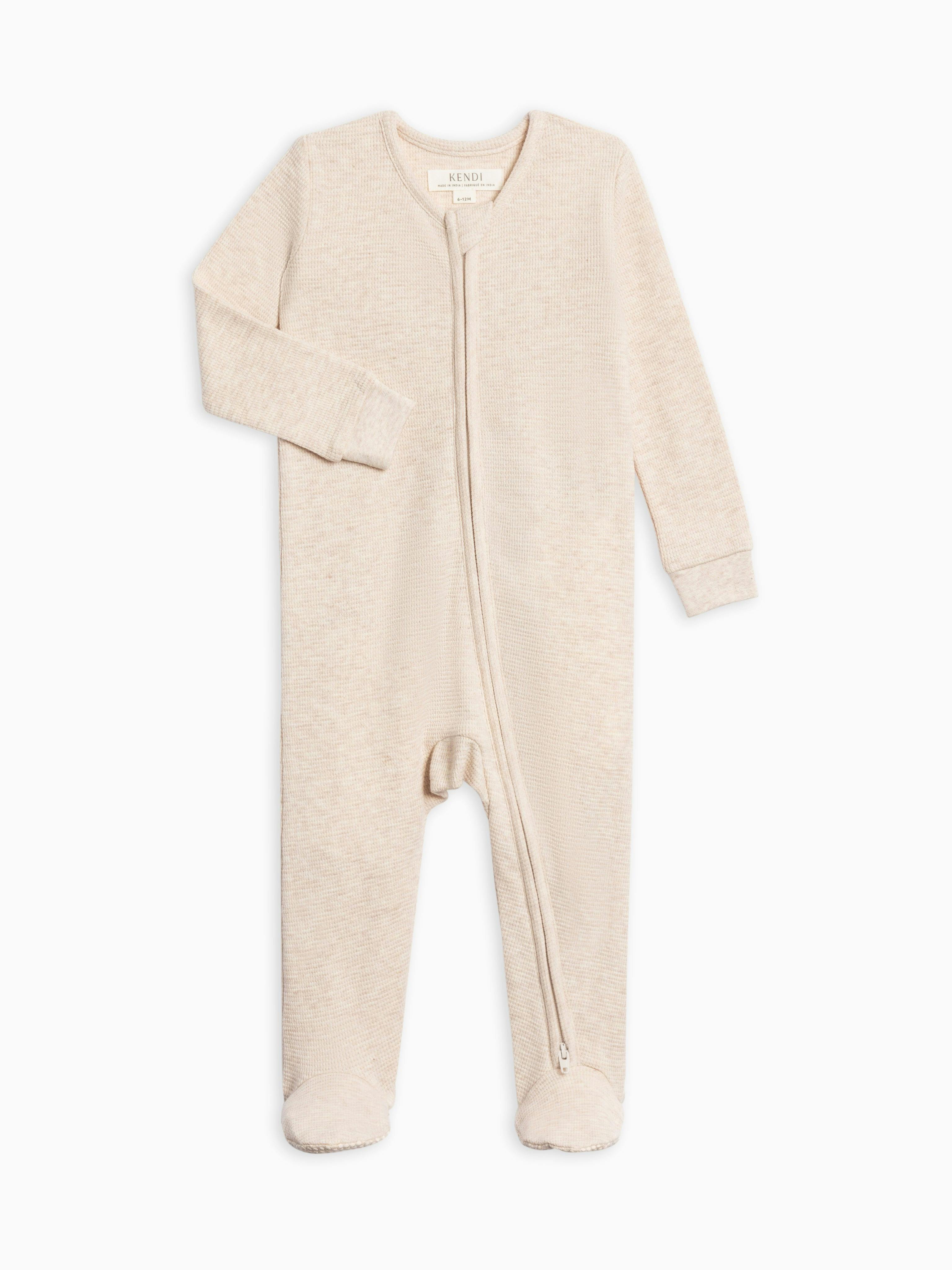 Lane Waffle Knit Zipper Sleeper Heather Oat