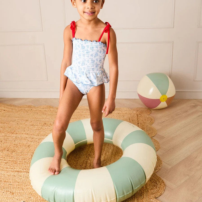Audrey Toile Smocked Detail Swimsuit in Blue (12mths- 10yrs)