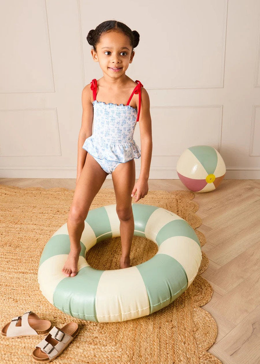 Audrey Toile Smocked Detail Swimsuit in Blue (12mths- 10yrs)