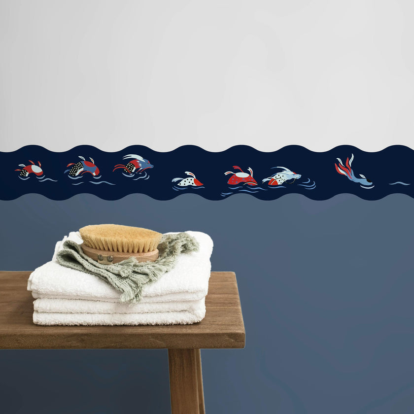 Wallpaper frieze Riū color Bleu