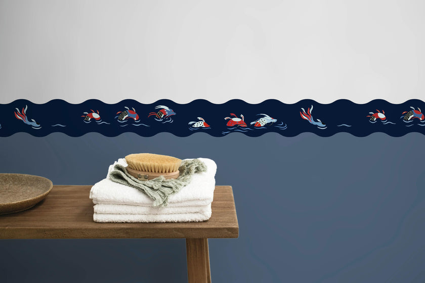 Wallpaper frieze Riū color Bleu