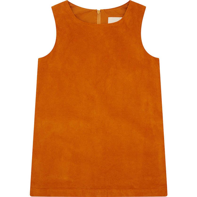 Organic Cotton Velvet Dress, Raw Sienna