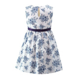 Floral Print Sash Tie Toile Dress