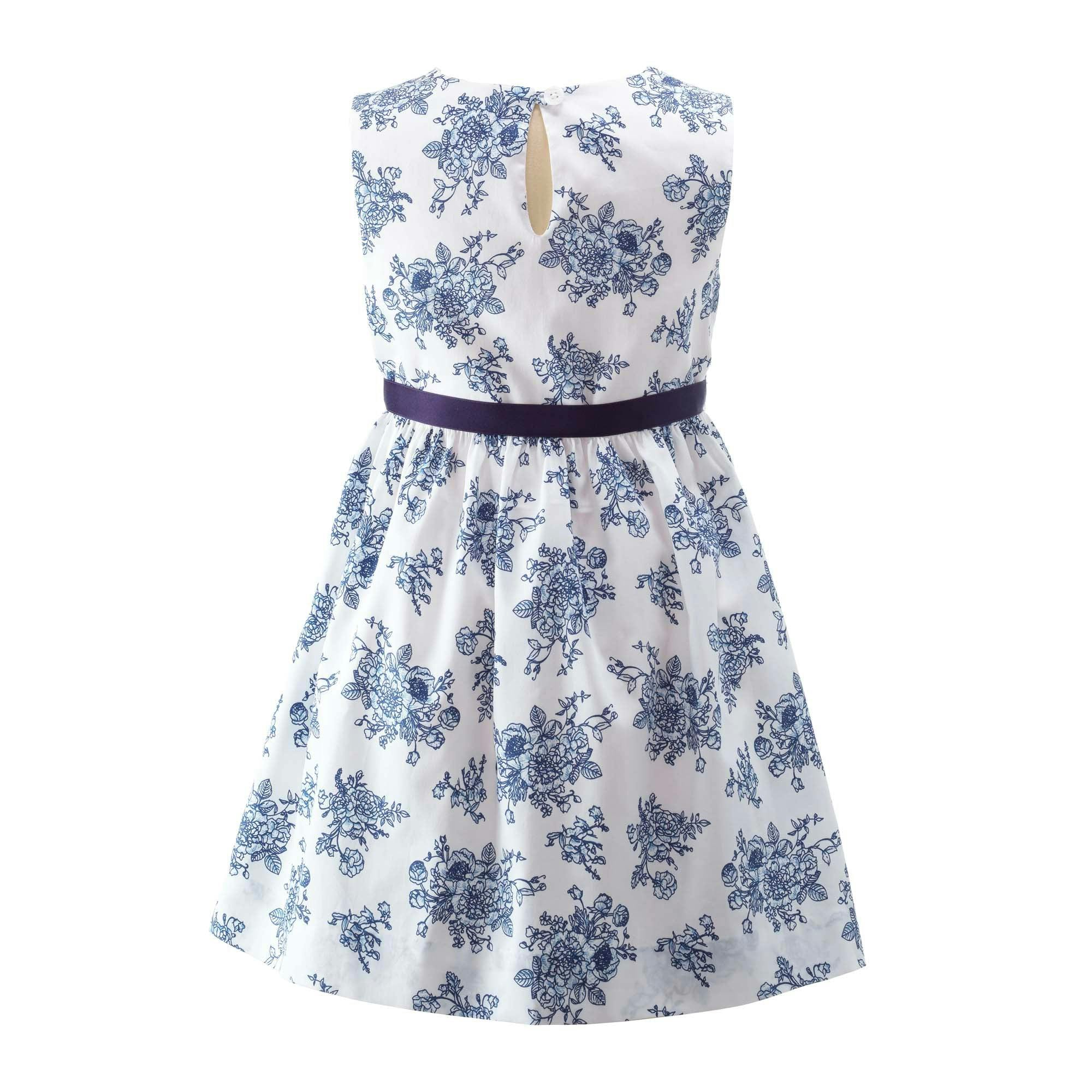 Floral Print Sash Tie Toile Dress