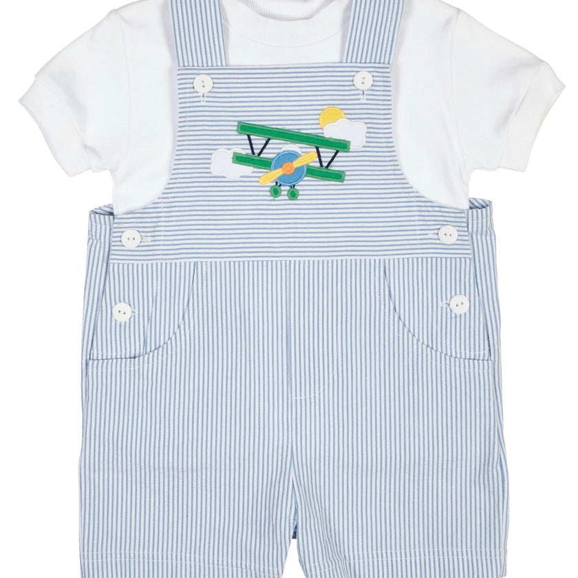 Seersucker Shortall With Airplane