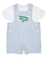 Seersucker Shortall With Airplane