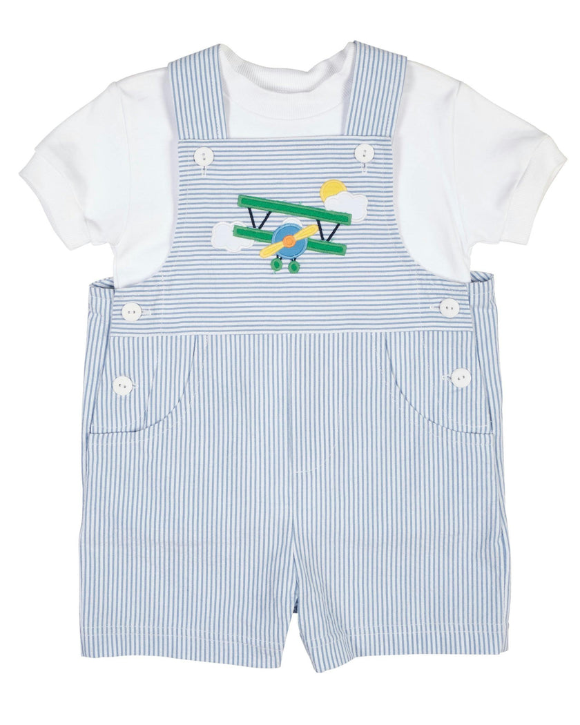 Seersucker Shortall With Airplane
